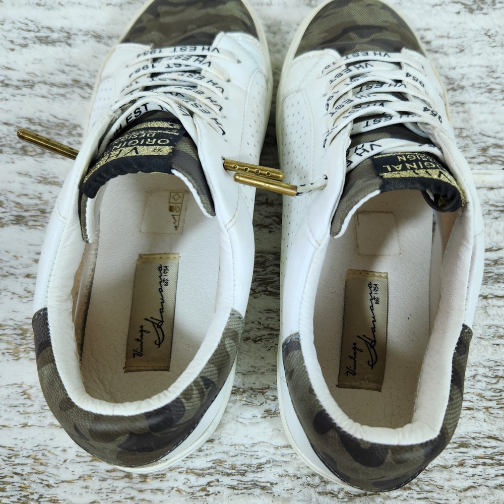 Vintage Havana "Kiki" White Camouflage Low Top Sneakers Shoes | Women's Size 7.5 - Picture 7 of 12